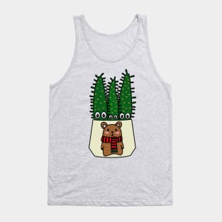 Cute Cactus Design #284: Eves Pin Cacti In Christmas Bear Pot Tank Top